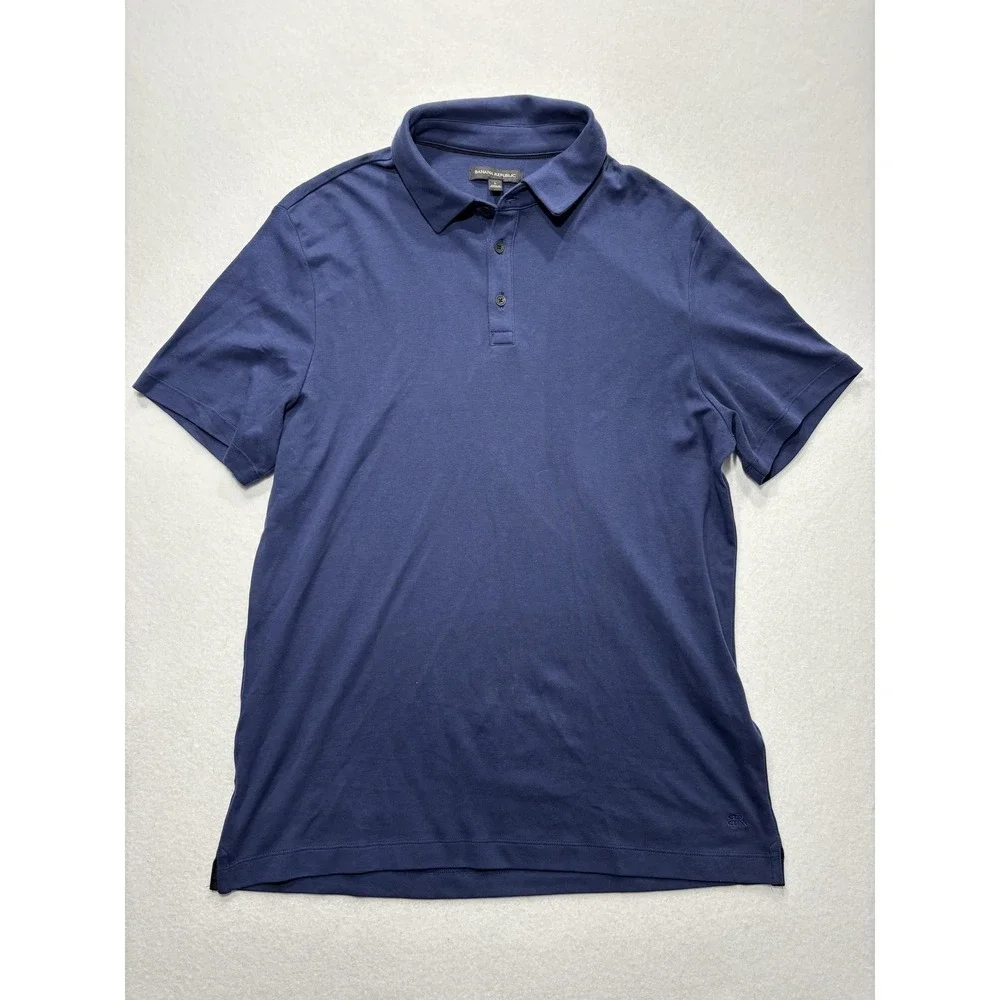 Banana Republic Polo Shirt Mens Large Blue Short Sleeve Jersey Regular Fit